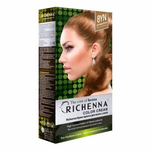RICHENNA COLOR CREAM (HENNA) 8YN #LIGHT GOLDEN BLONDE (60ml+60ml), Крем-краска для волос с хной #Светлый золотистый блондин (60мл+60мл)