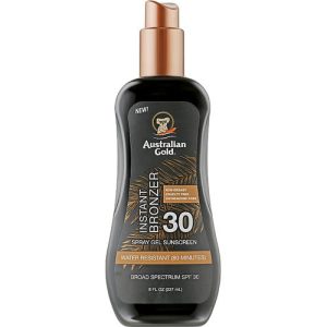 Australian Gold Spray Gel Sunscreen with Instant Bronzer SPF 30, Спрей-гель для загара с бронзатором