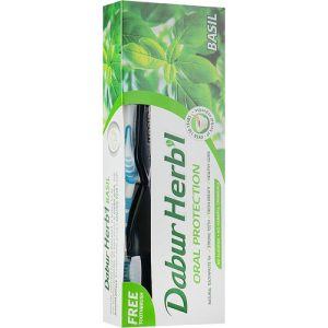 Набор "Basil", салатовый, Dabur Herb`l (toothbrush/1шт + toothpaste/150g)