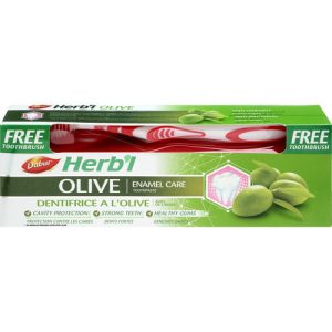 Набор "Оливка", красная, Dabur Herb`l (toothbrush/1шт + toothpaste/150g)