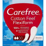 Carefree Cotton FlexiForm Unscented, Гигиенические ежедневные гибкие прокладки без запаха, 56 шт