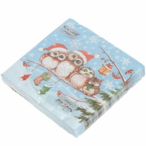 Салфетки бумажные New Line Fresco Совята 20 шт 2 слоя 33х33 см