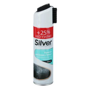 SILVER Спрей краска-восстановитель д/нубука и замши 3в1 с кауч. щётками 250мл, чёрный