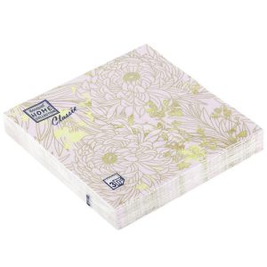 Салфетки 33*33, 3сл, 20шт Bouquet Home Collection Classic "Золотые цветы на сиреневом"