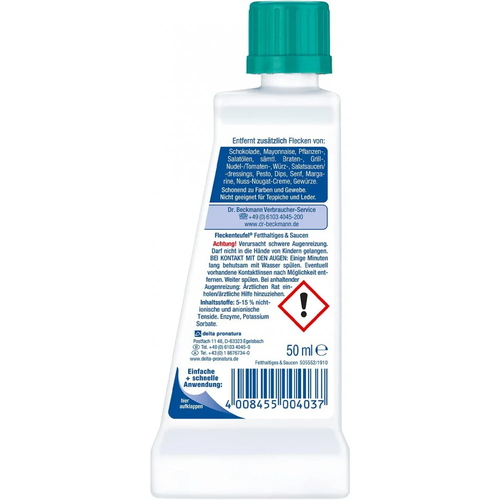 Выводитель пятен от жира и соусов Dr.Beckmann Fleckenteufel Fetthaltiges&Saucen, 50 мл — изображение 2