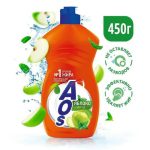 Средство для мытья посуды AOS Яблоко + мята, объем: 450гр