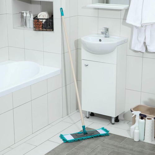 Швабра для мытья пола плоская, ручка 120 см, насадка микрофибра букли 40x10 см, цвет МИКС — изображение 2