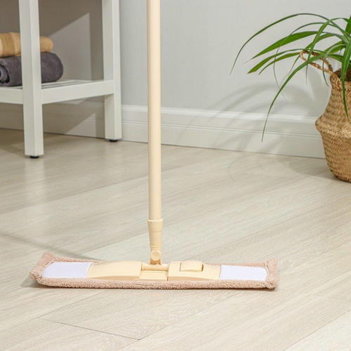 Швабра для мытья пола плоская Доляна, насадка микрофибра 42x12 см, 50 гр, металлическая ручка 119 см — изображение 2