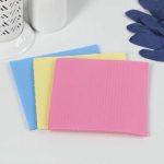 Губка-салфетка из целлюлозы 15x15 см Голубушка «Супервпитывающая», 3 шт , цвет МИКС