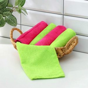 Салфетки универсальные Доляна, тряпки для уборки, 5 шт, 30x30 см, микрофибра, 220 гр, с оверлоком