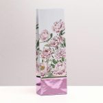 Пакет бумажный фасовочный, двухслойный, "Пионы", розовый, 8 х 5 х 24 см - 20 шт.