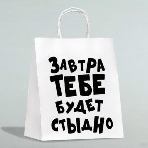 Пакет подарочный «Завтра тебе будет стыдно», 24 х 10,5 х 32 см - 10 шт.